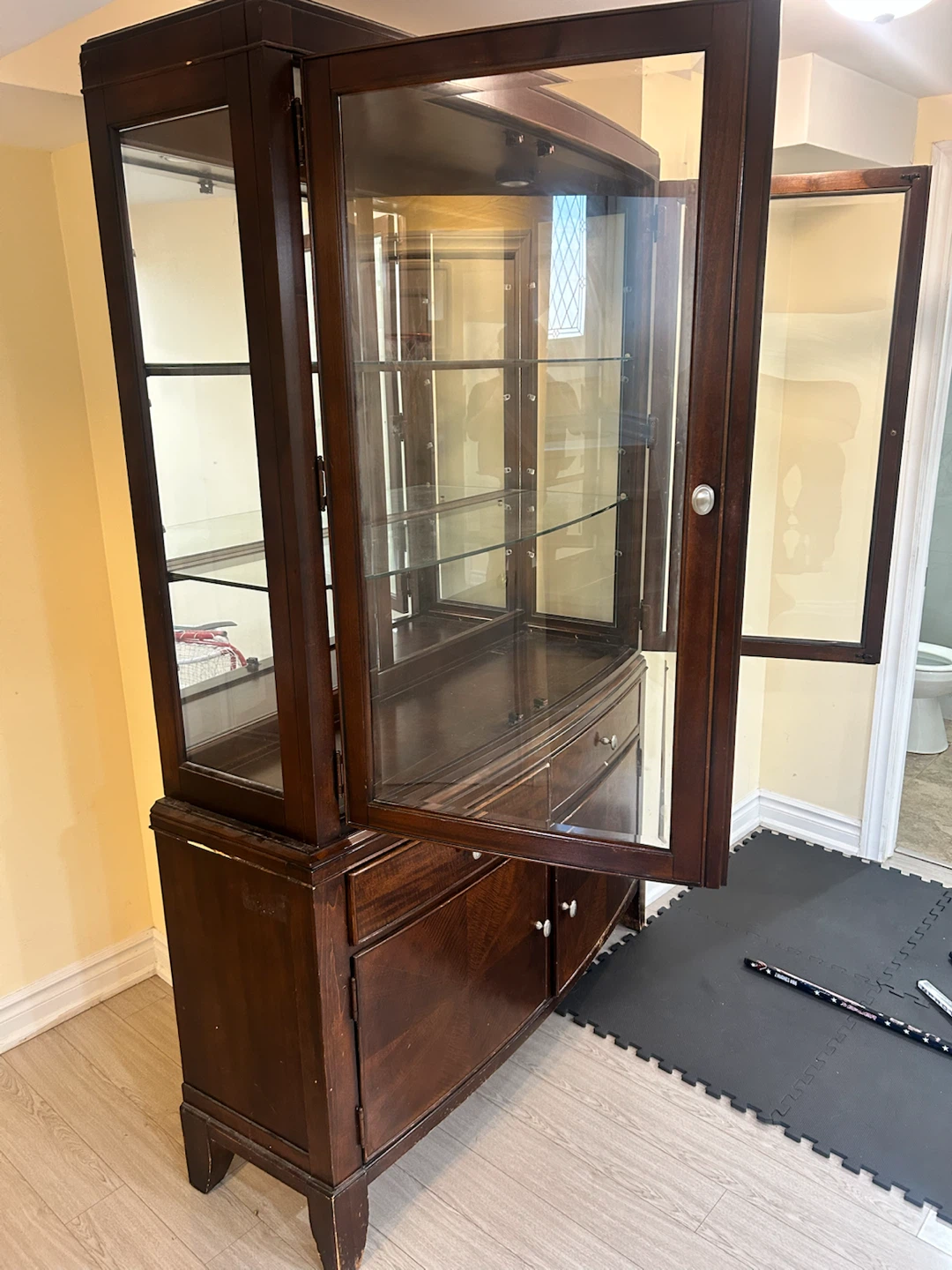 Dark Wood Display Cabinet with Glass Doors - photo 2
