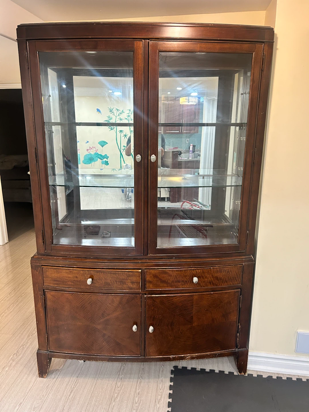 Dark Wood Display Cabinet with Glass Doors - photo 3