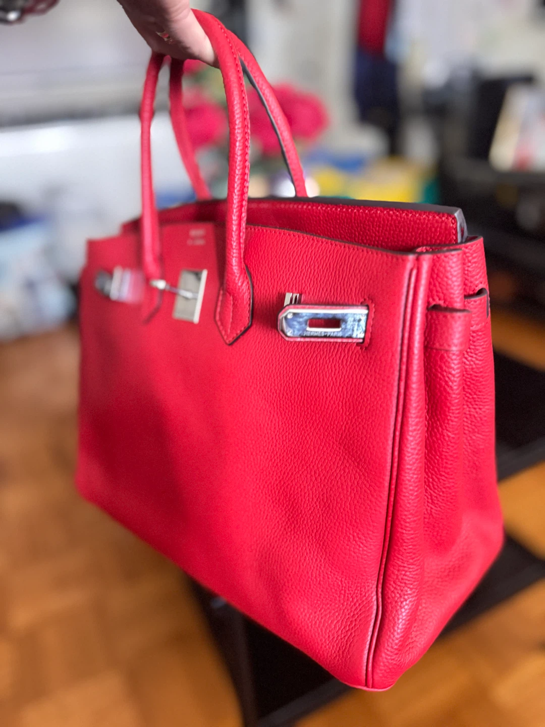 Hermès Red Leather Tote Bag - photo 3