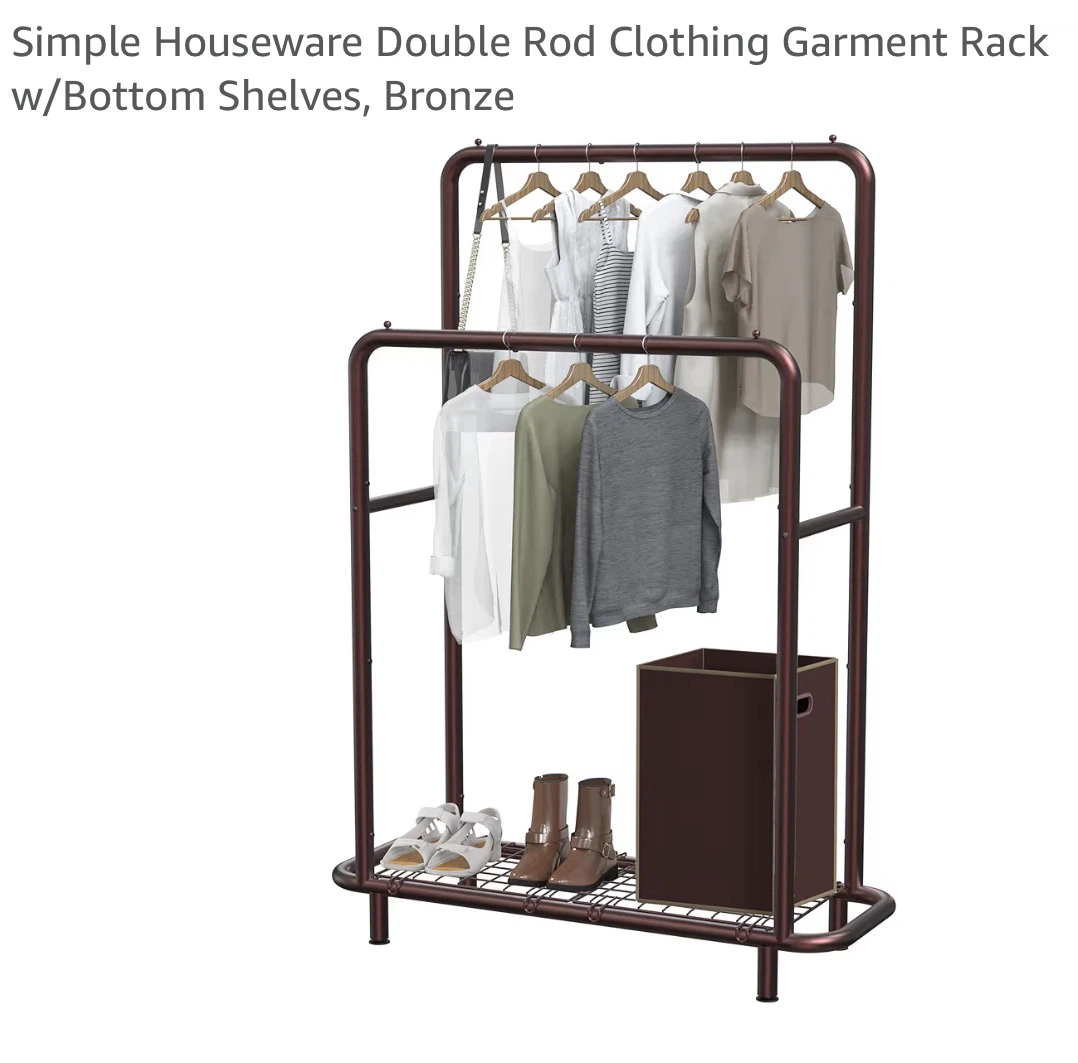 Simple Houseware Double Rod Garment Rack - Bronze
