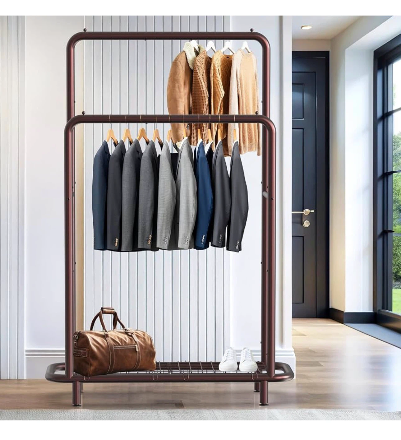 Simple Houseware Double Rod Garment Rack - Bronze - photo 2
