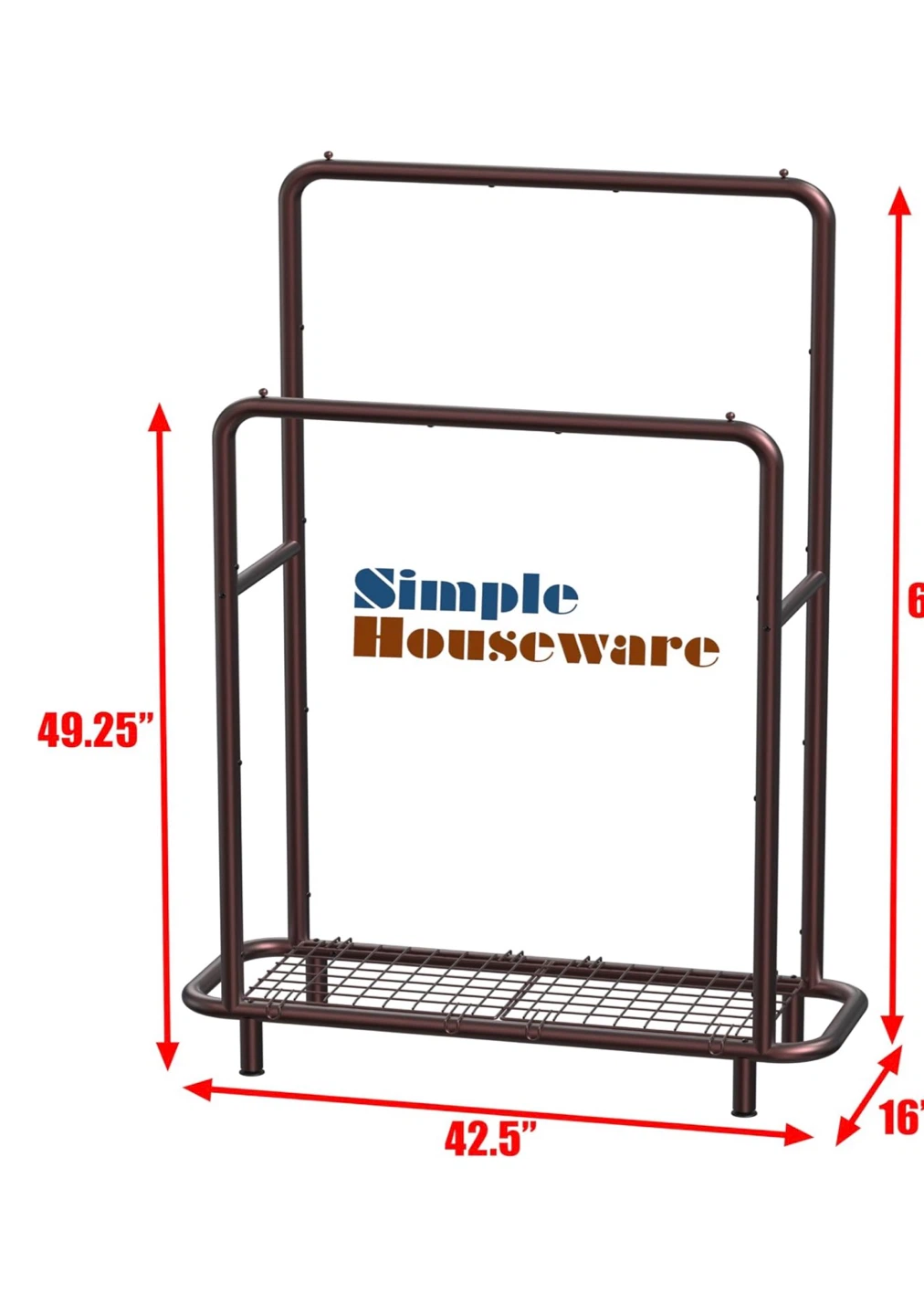 Simple Houseware Double Rod Garment Rack - Bronze - photo 3
