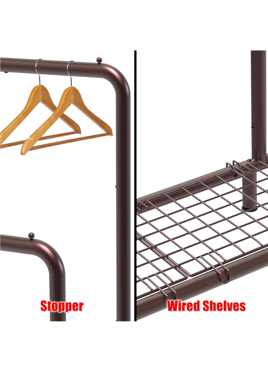 Simple Houseware Double Rod Garment Rack - Bronze - photo 4