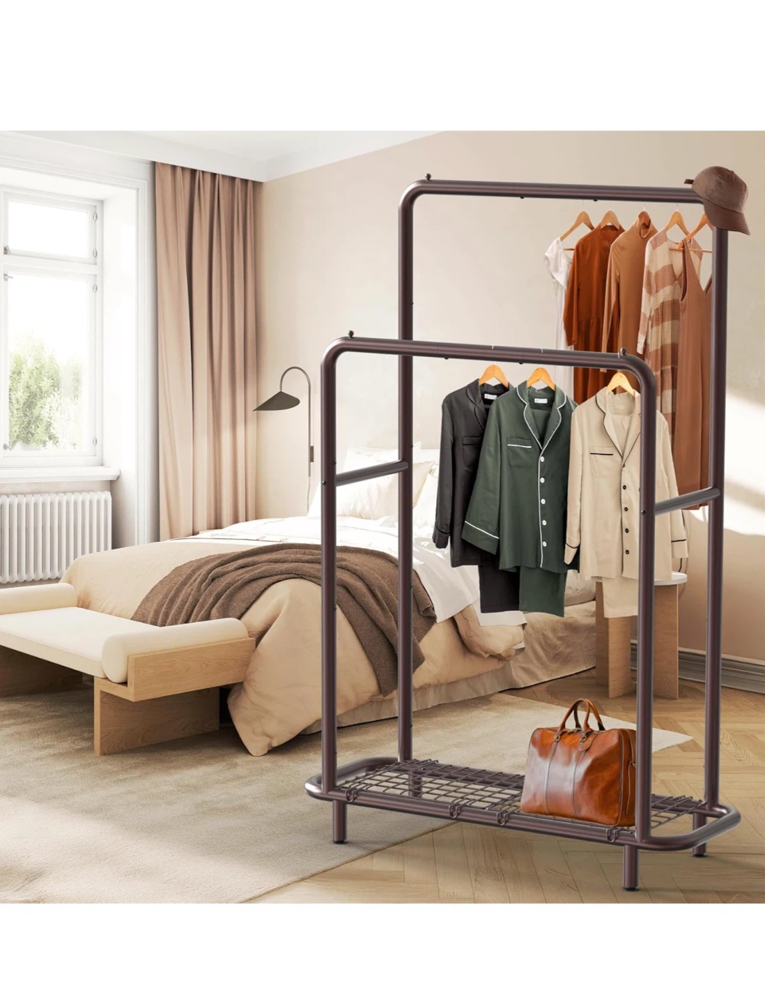 Simple Houseware Double Rod Garment Rack - Bronze - photo 5