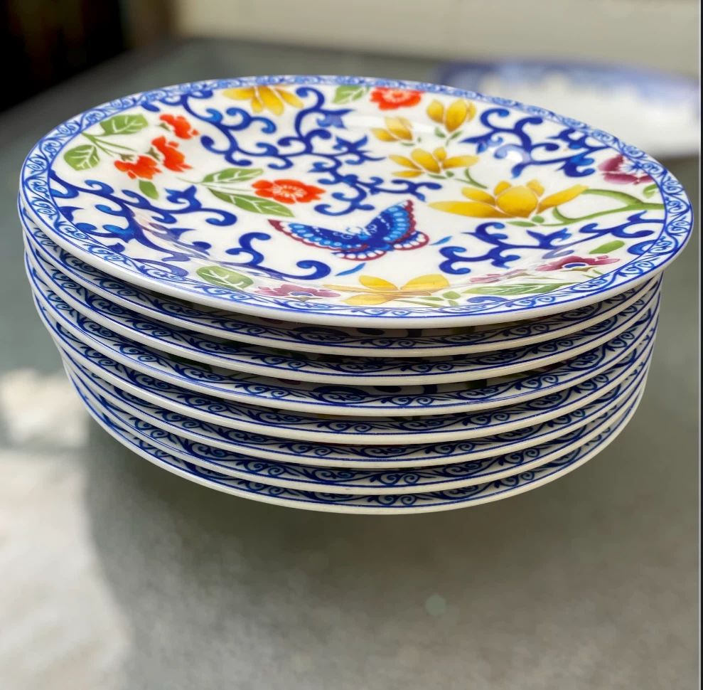 RALPH LAUREN Mandarin Blue Lauren Butterfly 8 Plates