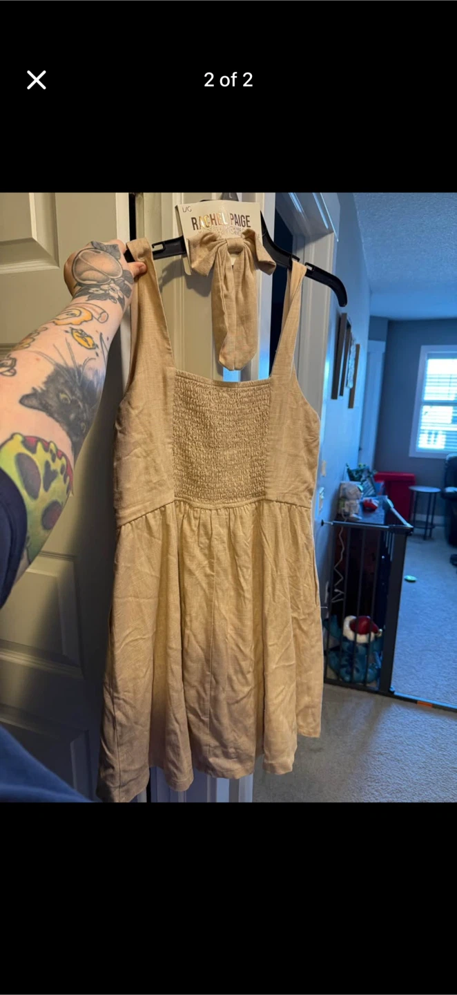 Rachel Paige Linen Blend Dress with Matching Scrunchie