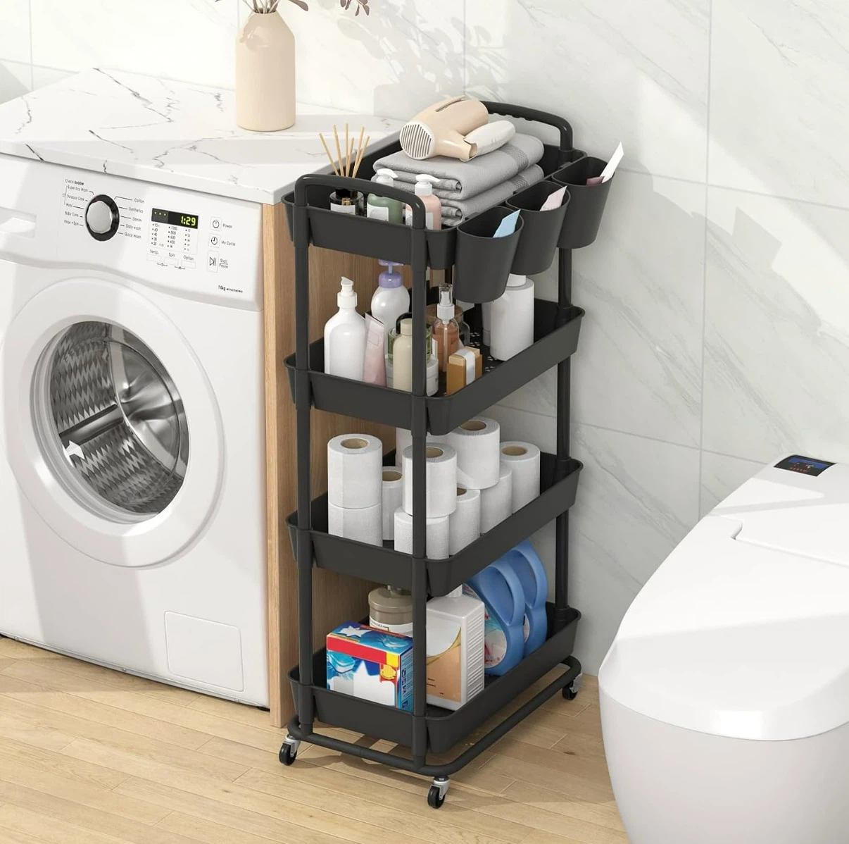 4-Tier Plastic Rolling Storage Cart - photo 3