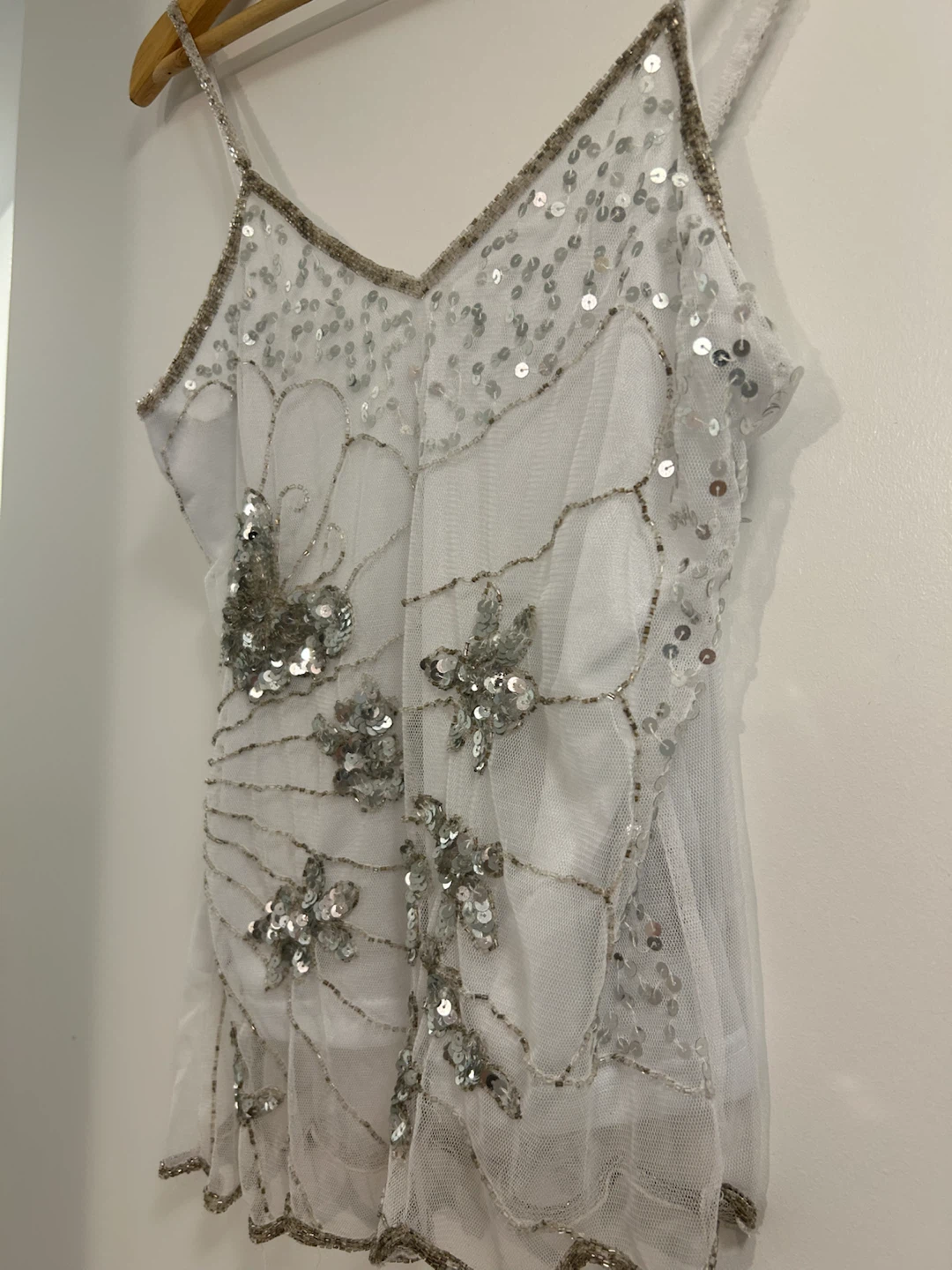 White sequin and beaded cami - photo 2