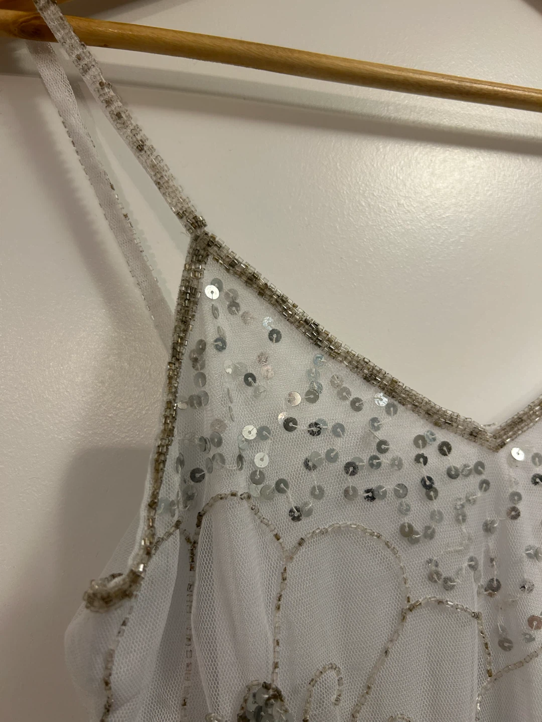 White sequin and beaded cami - photo 3