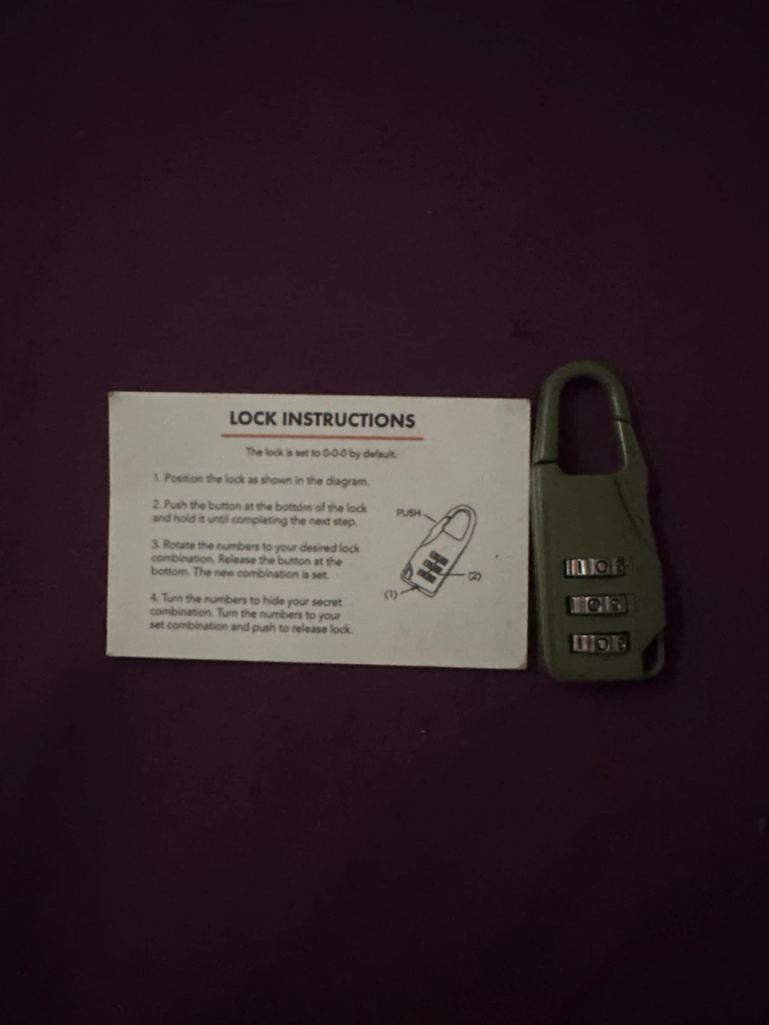 Lock with instructions