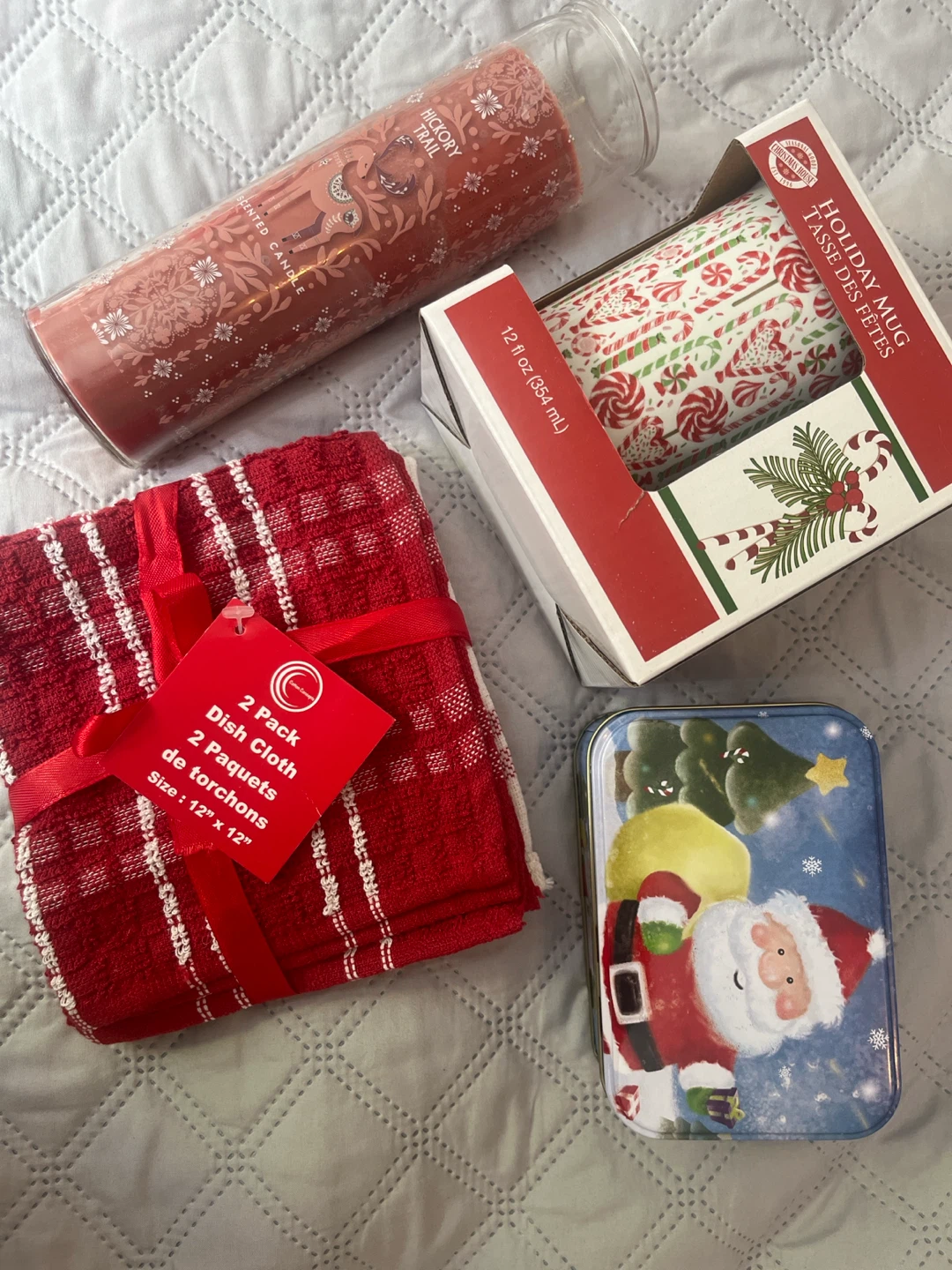 Christmas Holiday Mug, Scented Candle & Dish Cloths Set