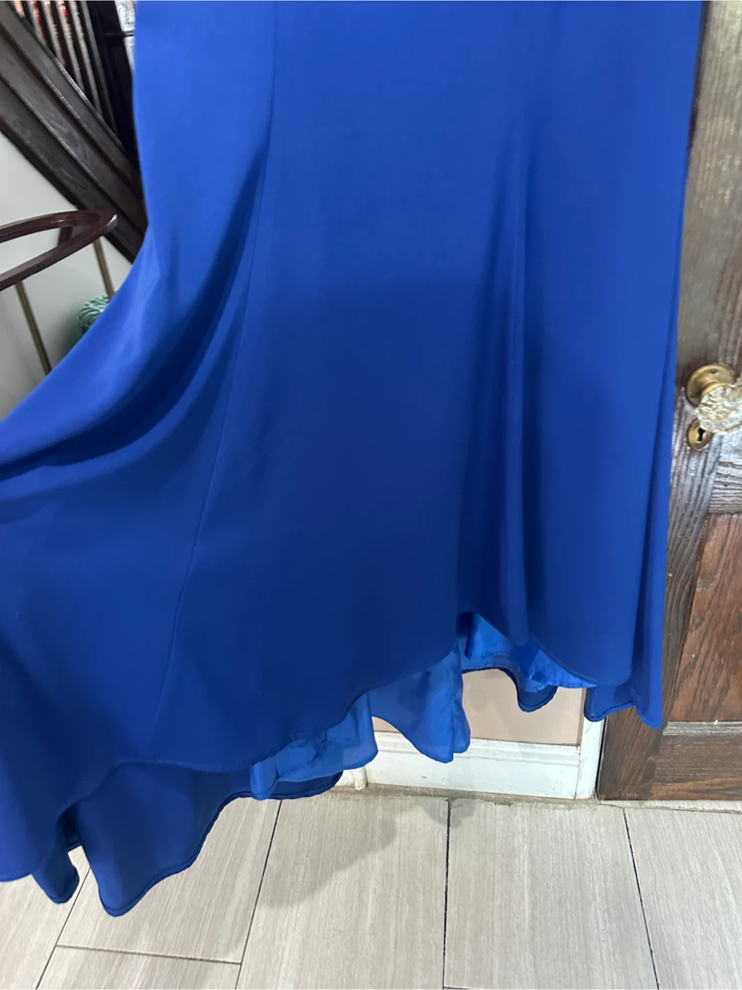 Jovani Royal Blue Strapless Gown with Gold Embellished Bodice - photo 4