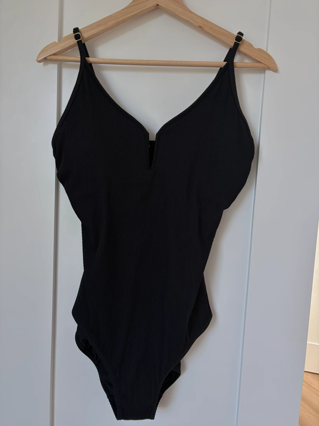 La Vie en Rose Black Ribbed One-Piece Swimsuit