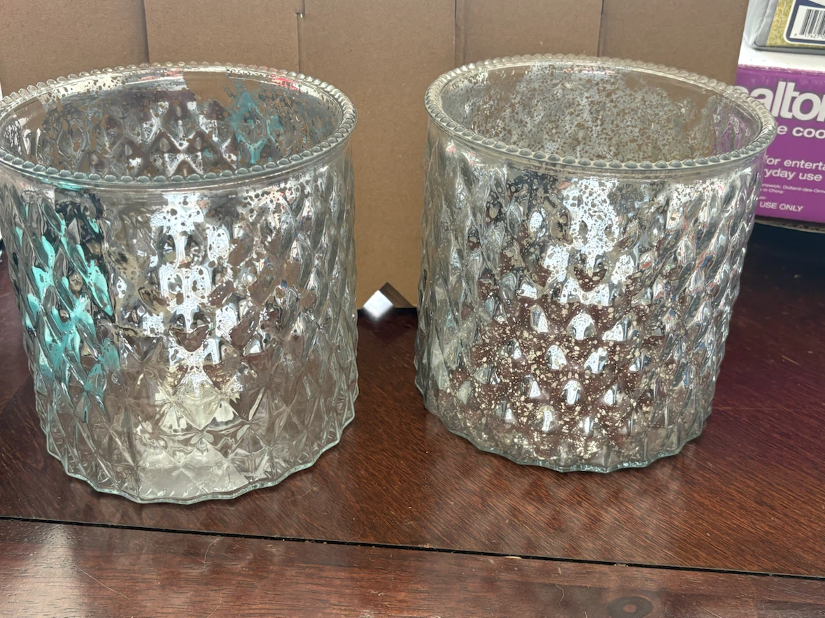 Set of 2 Glass Candle Holders