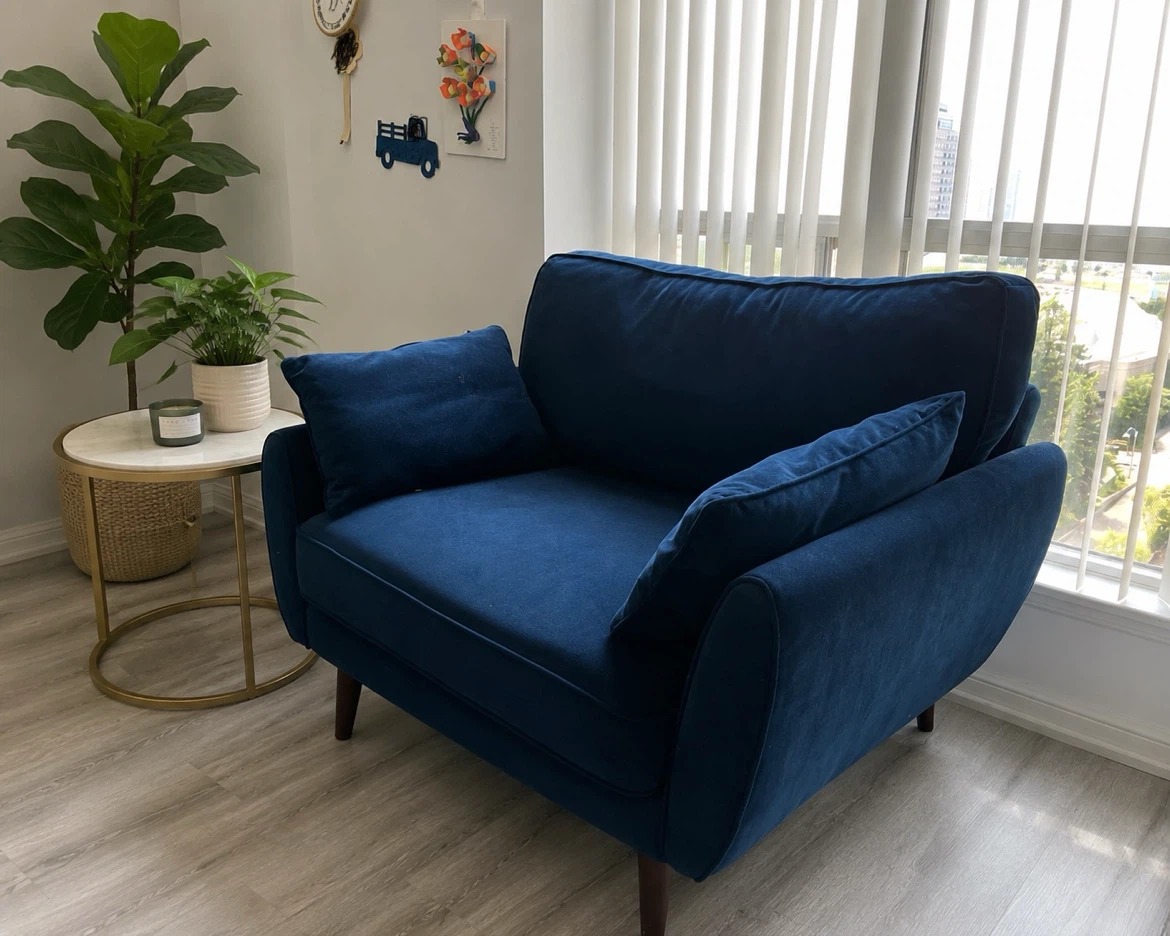 Blue Velvet Armchair