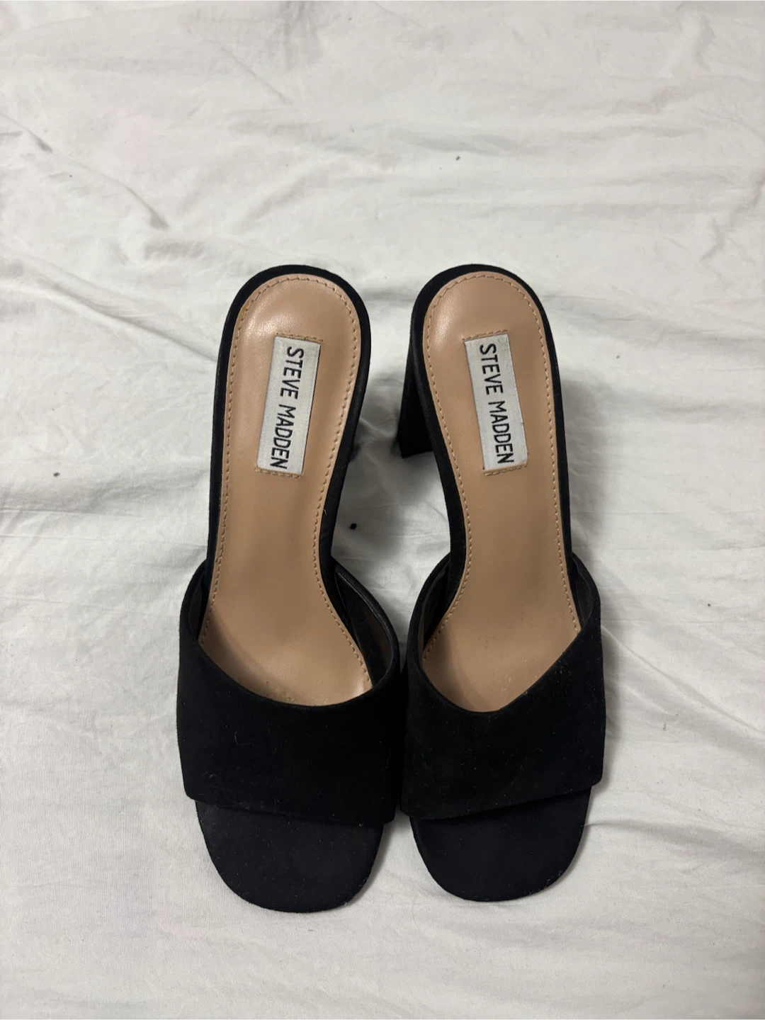 Steve Madden Black Suede Mule Heels