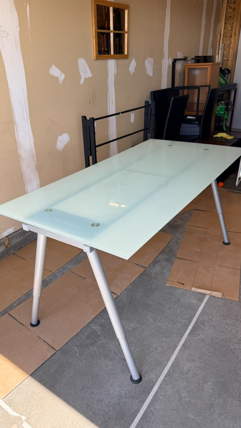 Large frosted glass desk