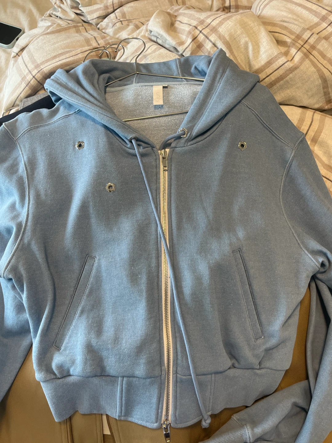 Light Blue Cropped Zip-Up Hoodie - photo 2