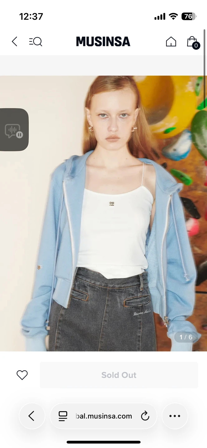 Light Blue Cropped Zip-Up Hoodie - photo 3