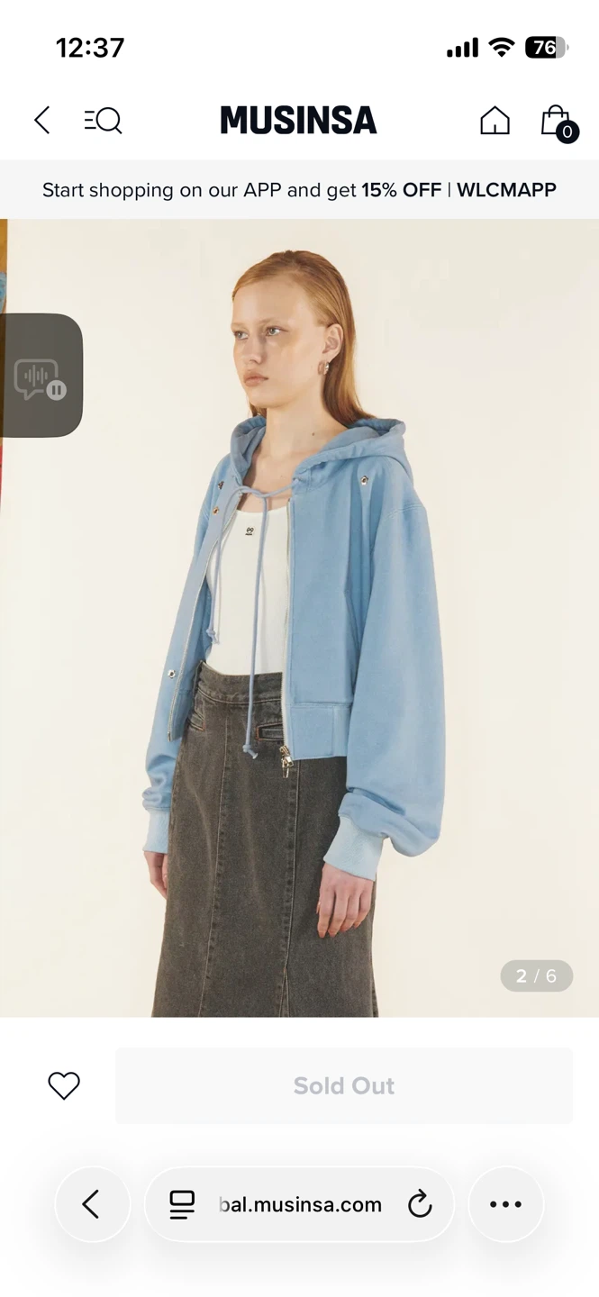 Light Blue Cropped Zip-Up Hoodie