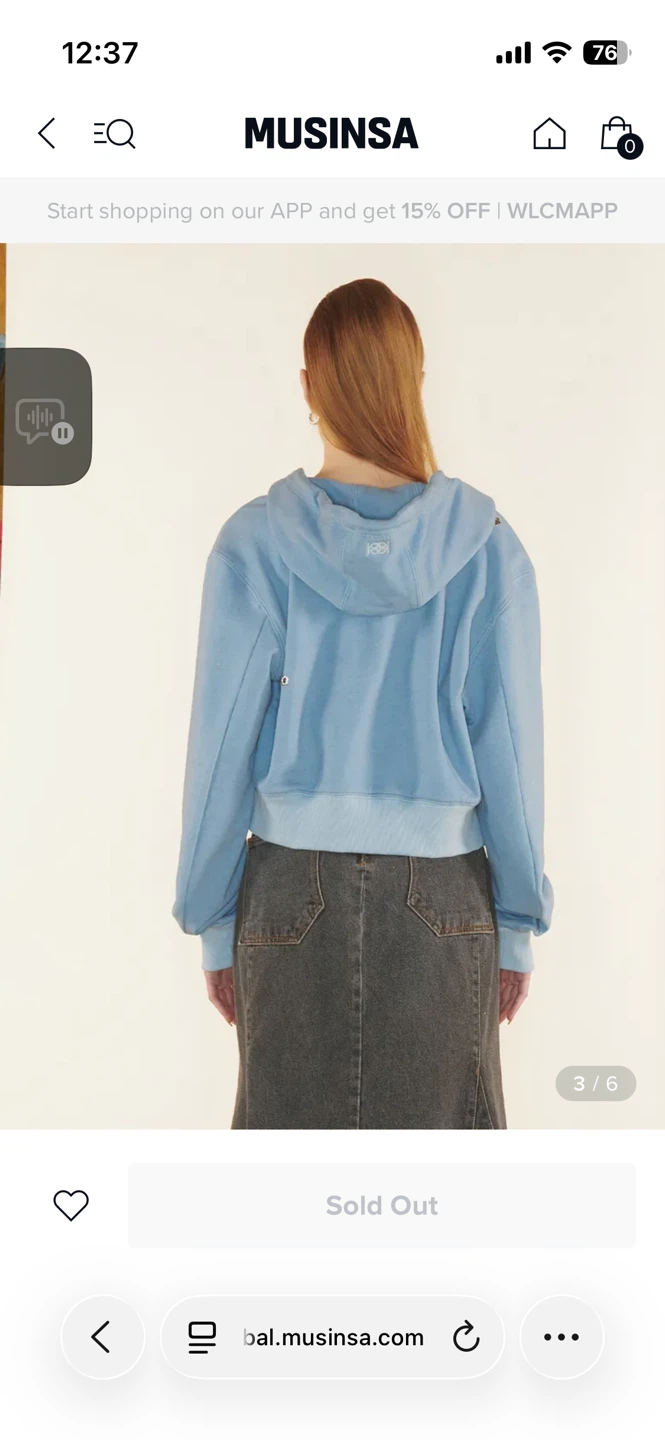 Light Blue Cropped Zip-Up Hoodie - photo 4