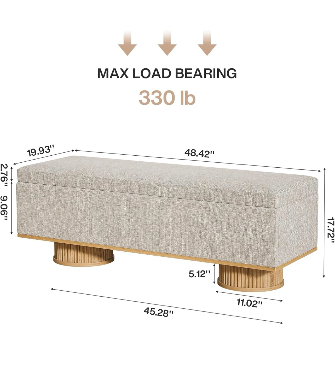 Storage Bench Ottoman - Linen Upholstered Tufted Seat - photo 4