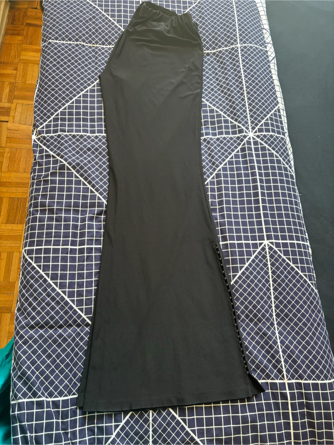Black Wide-Leg Pants with Button Detail - photo 2