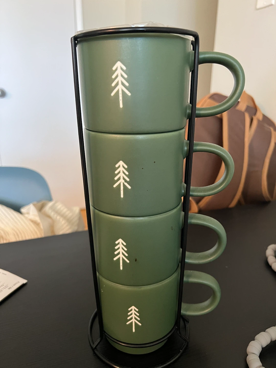 Stacking Mugs with Tree Design