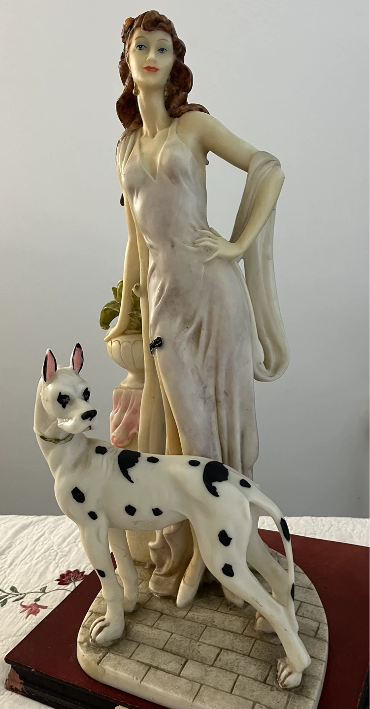 The Natalia Collection Lady with Dalmatian Figurine Lamp