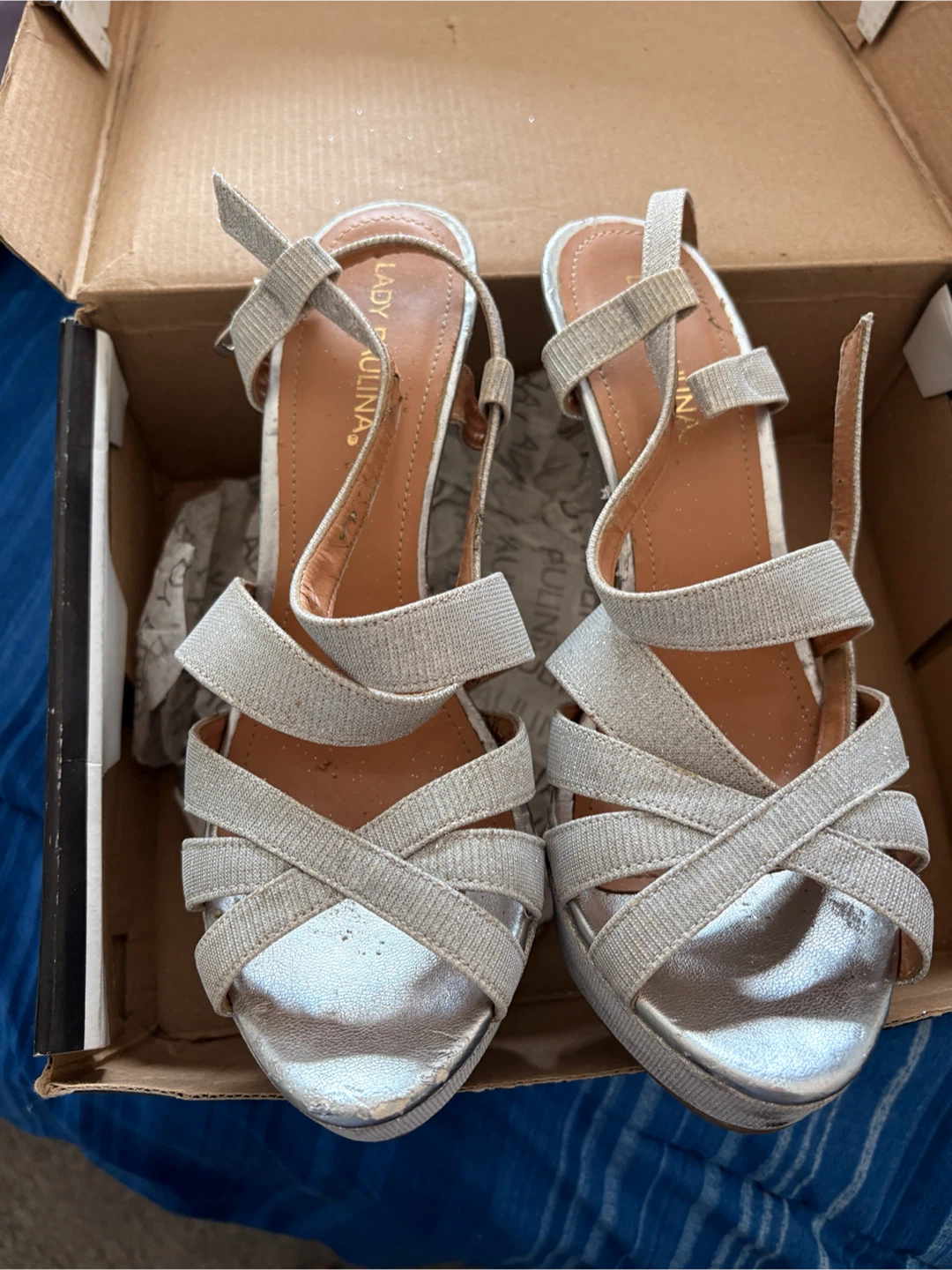 Lady Paulina Silver Strappy Heels