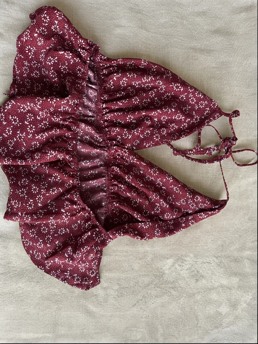 Maroon floral print halter top - M - photo 2