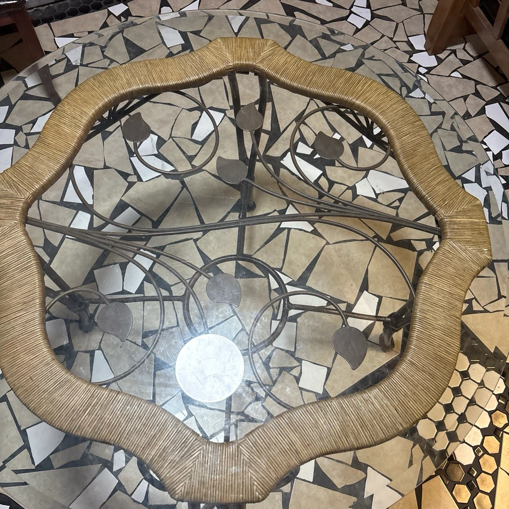 Woven Table with Glass Top - photo 3