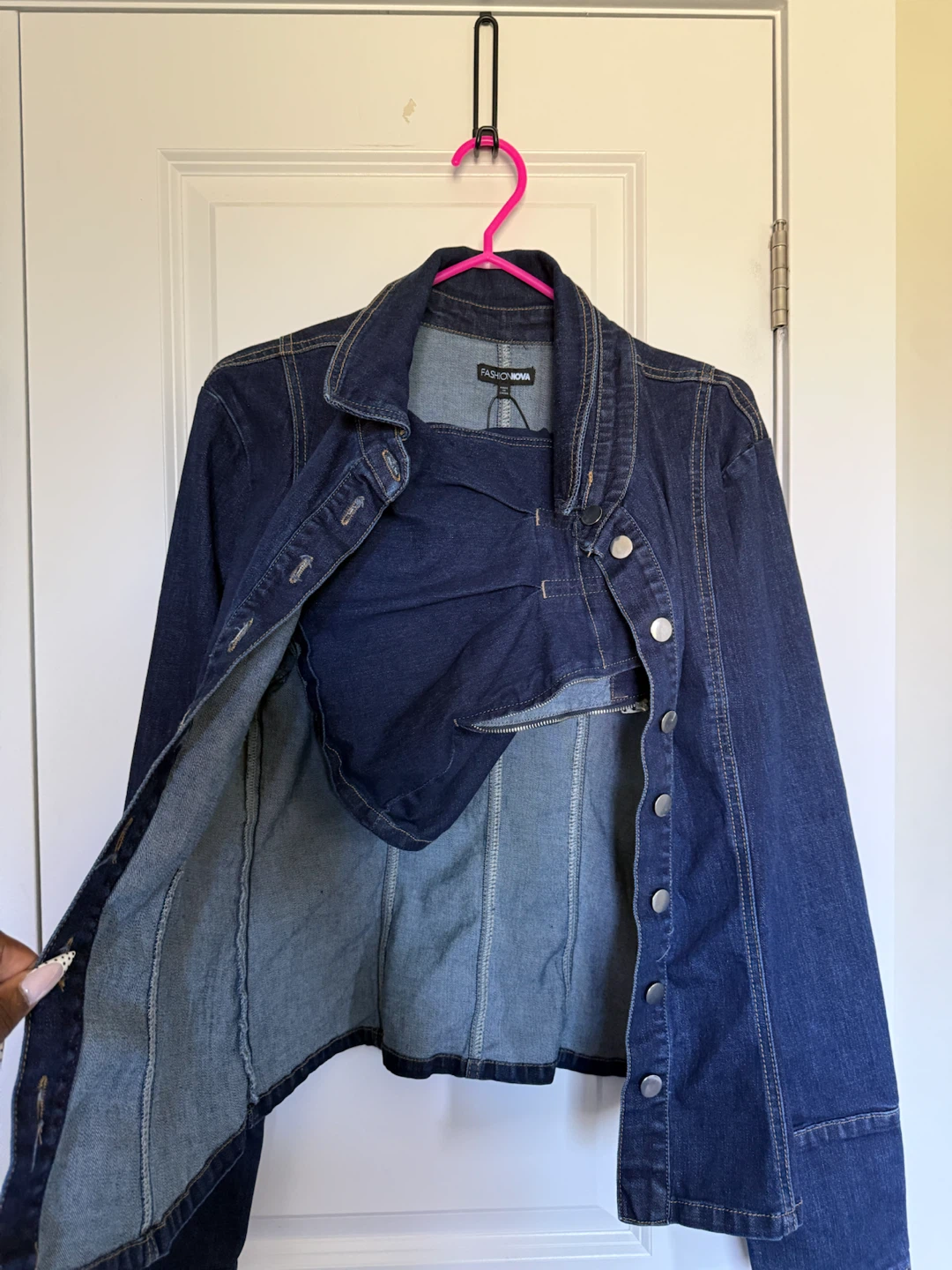 Fashion Nova Denim Jacket and Skirt Set
