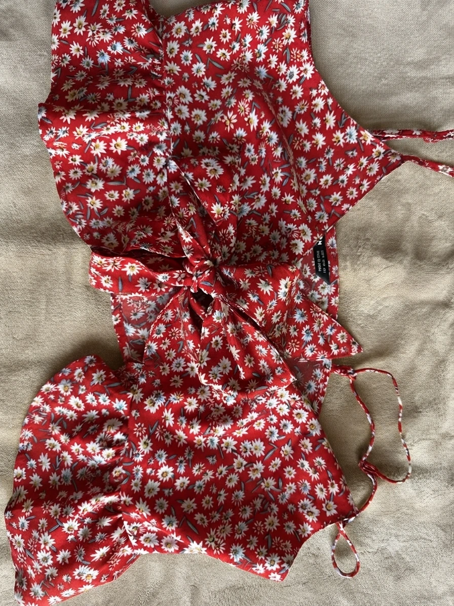 SHEIN Red Floral Print Bow Camisole Top - photo 2