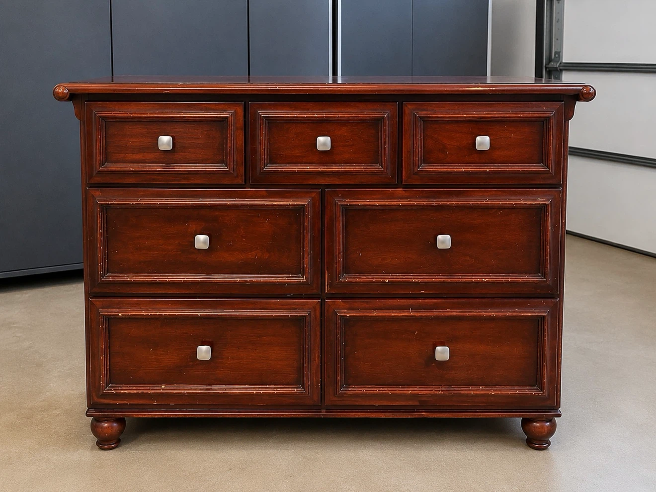 Dark Wood Dresser with 7 Drawers