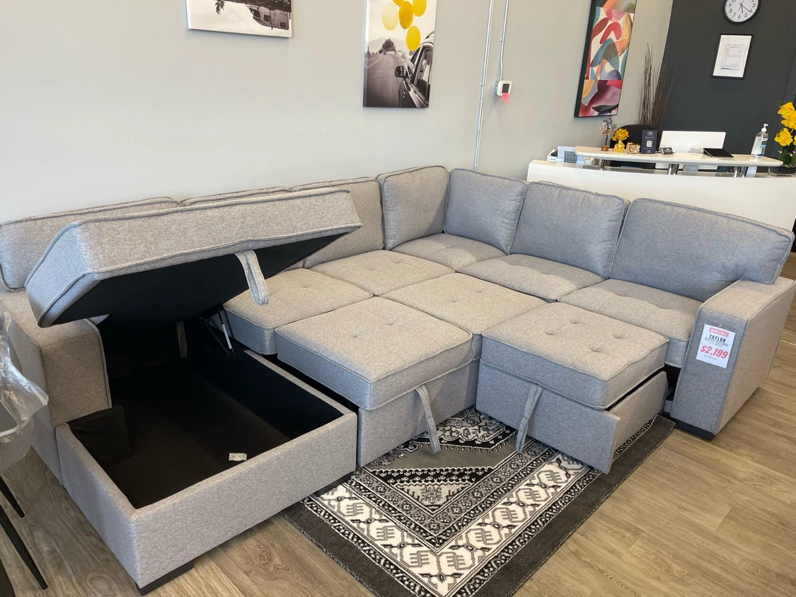 Grey Sectional Sofa with Storage