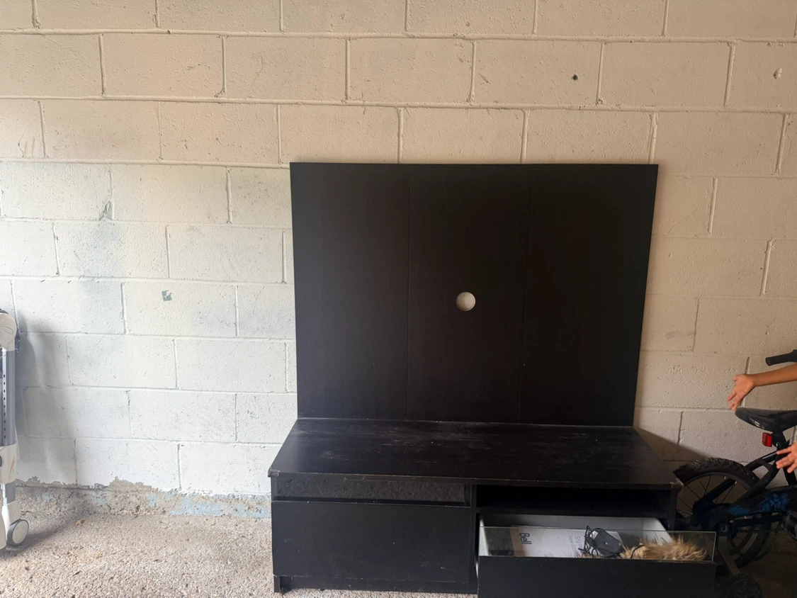 Black TV Stand with Back Panel