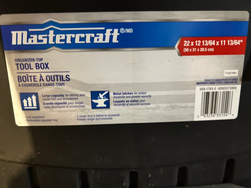 Mastercraft Organizer Tool Box