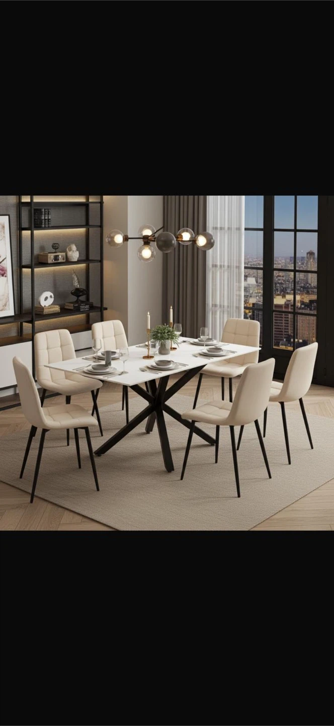 Dining Table and 6 Chairs Set