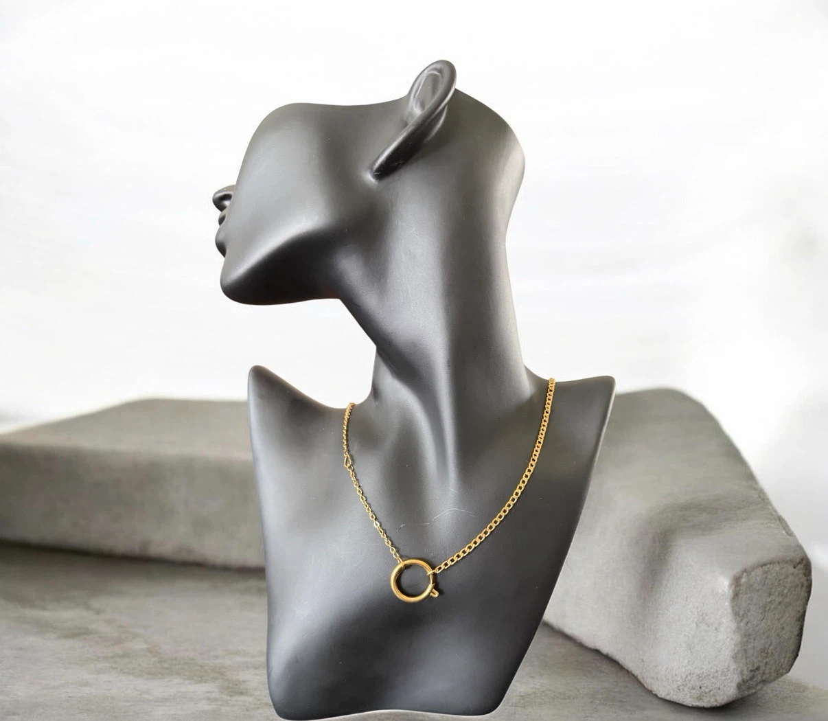 Gold Tone Chain Necklace with Circle Pendant - photo 2