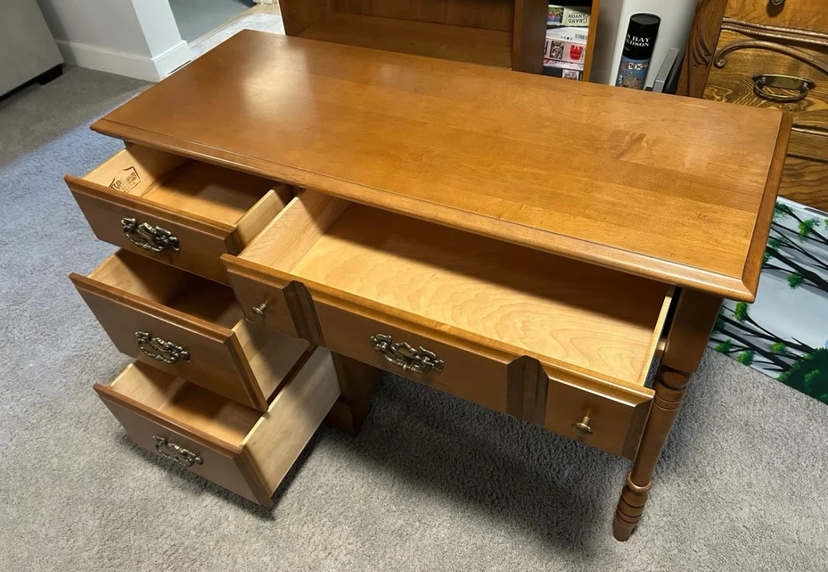 Solid Wood Vanity Desk with Mirror and Chair - photo 3