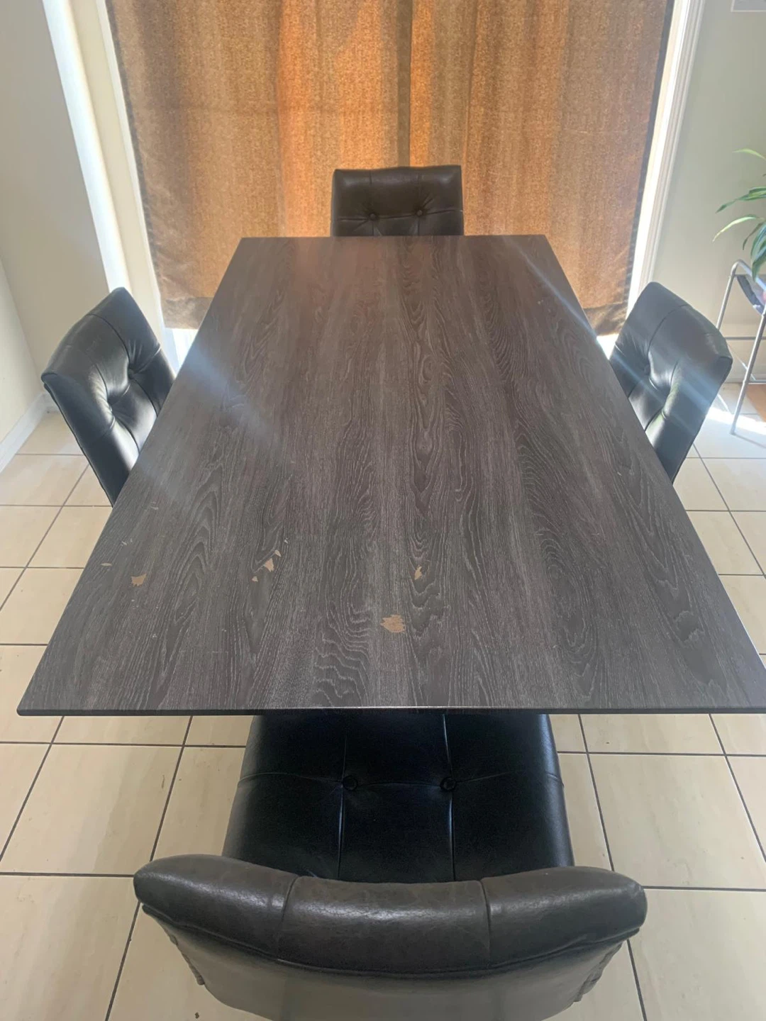 Dark Wood Dining Table with 4 Chairs