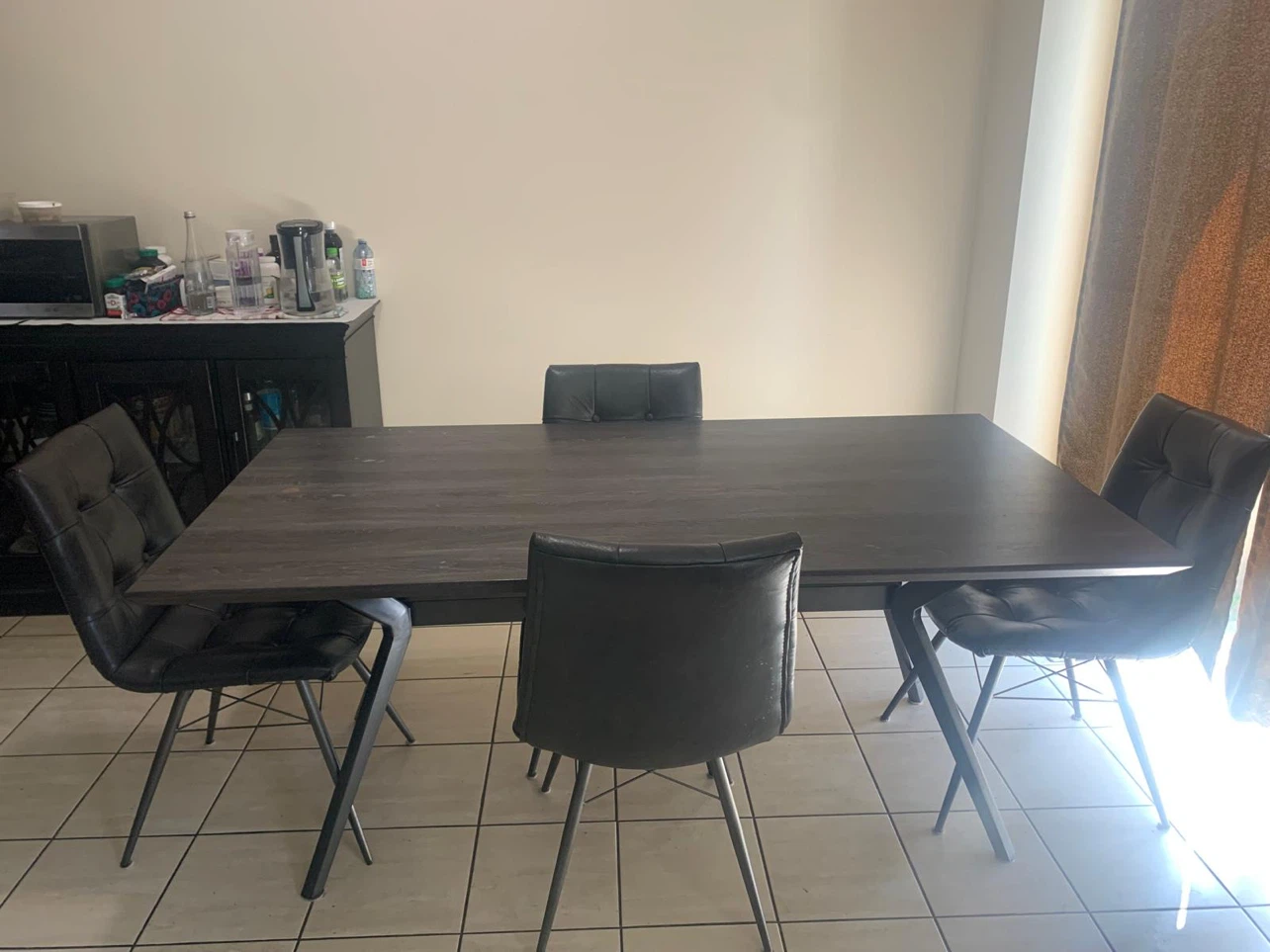 Dark Wood Dining Table with 4 Chairs - photo 2