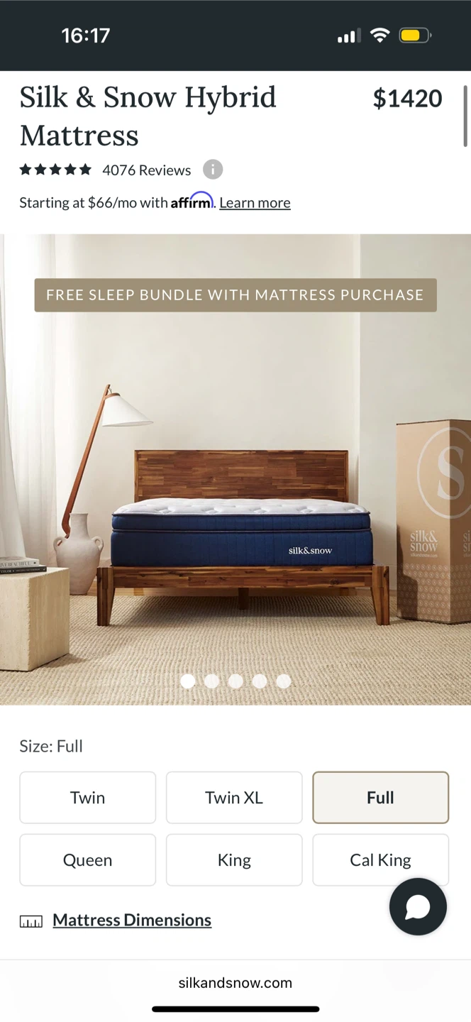 Silk & Snow Hybrid Mattress | Size: Full