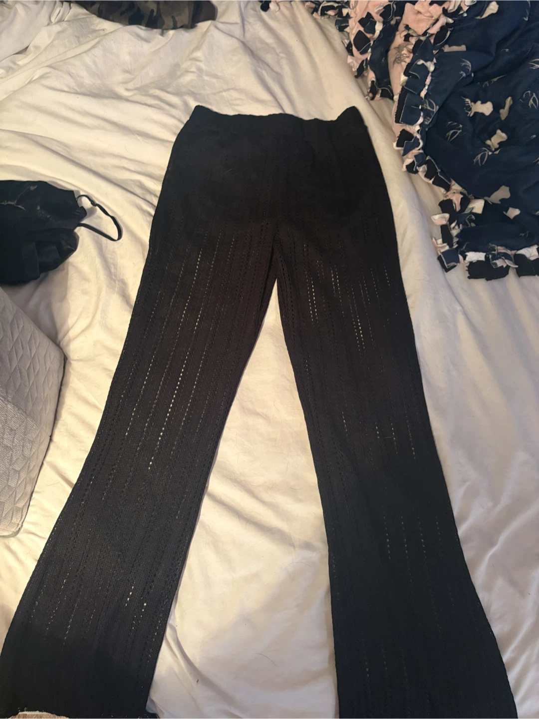 Black Crochet Flare Pants