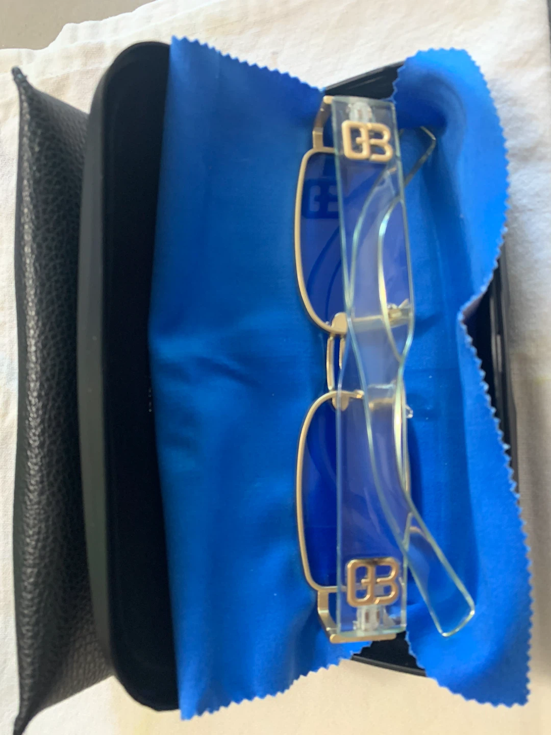 Balenciaga Blue Acetate Glasses with Gold Accents - photo 2