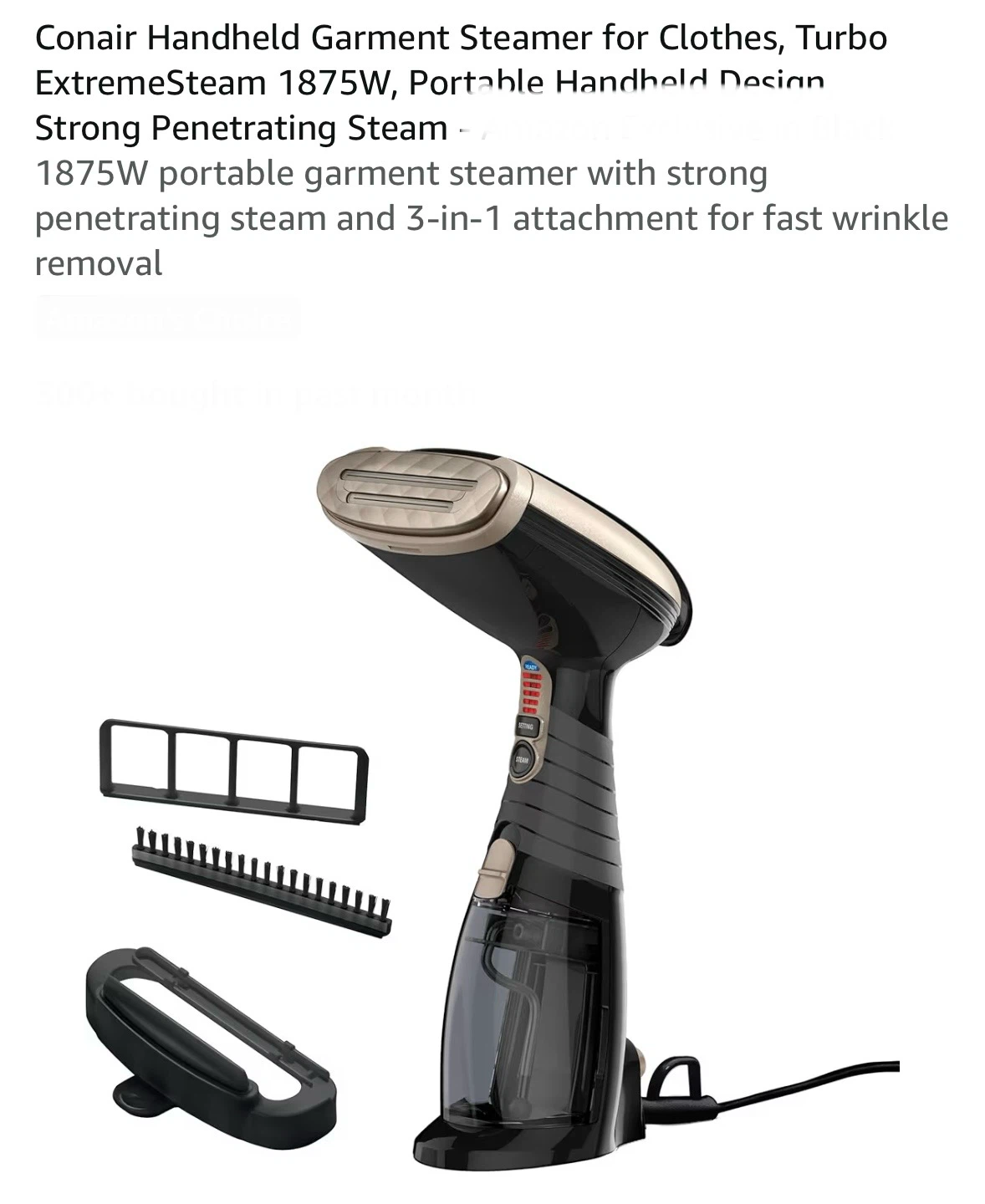 Conair Handheld Garment Steamer Turbo ExtremeSteam 1875W - photo 4