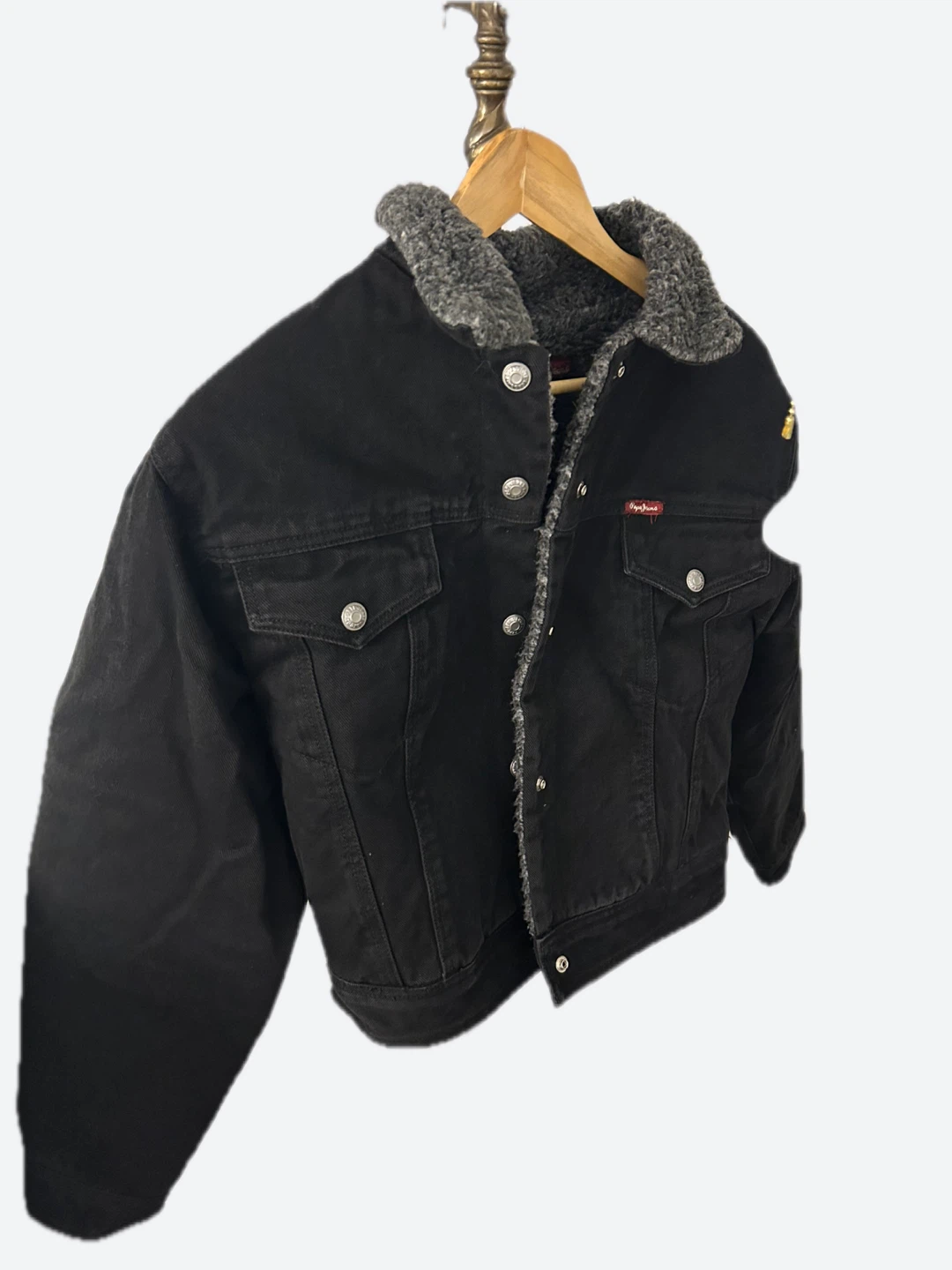 Vintage Pepe Jeans Black Sherpa Lined Denim Jacket