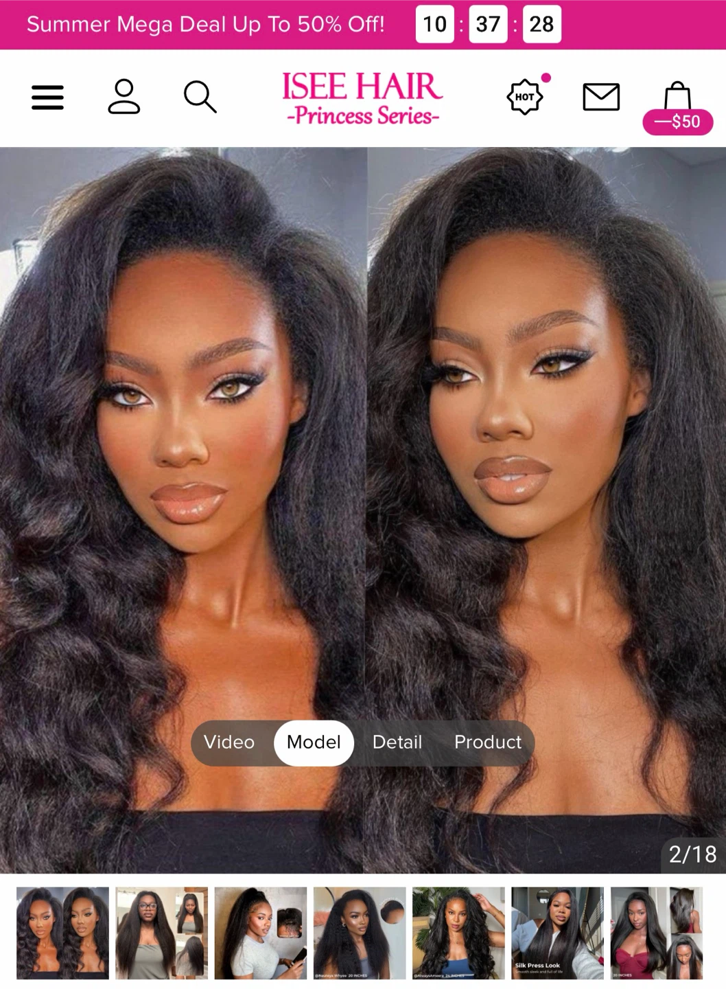 Isee hair Kinky Straight Half Wig 20 inches