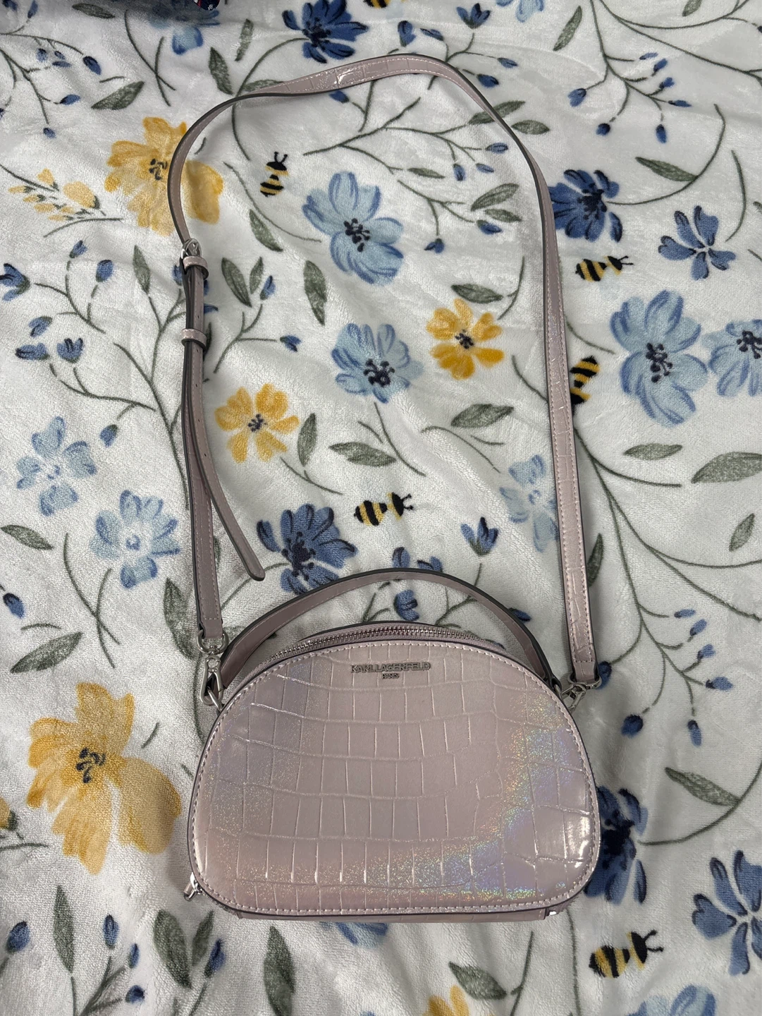 Karl Lagerfeld Crossbody Bag - Pink Croc Embossed